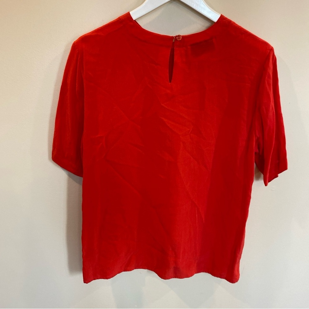 Christie & Jill Top 100% Silk Red Vintage Medium - Picture 4 of 5